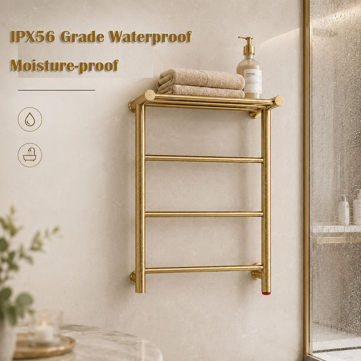 Home Bathroom Shelf - 2026 New Gold Wall-Mounted Electric Towel