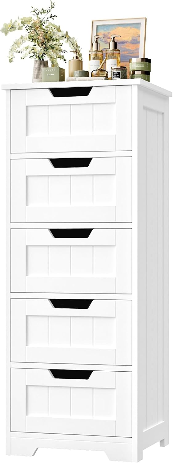 Home Bathroom Cabinets - Freestanding Bathroom Storage Cabinet, Wooden Floor