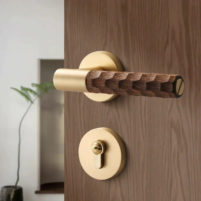 Home Hardware Bathroom Accessories - Wooden Door Handle Zinc Silent Lock