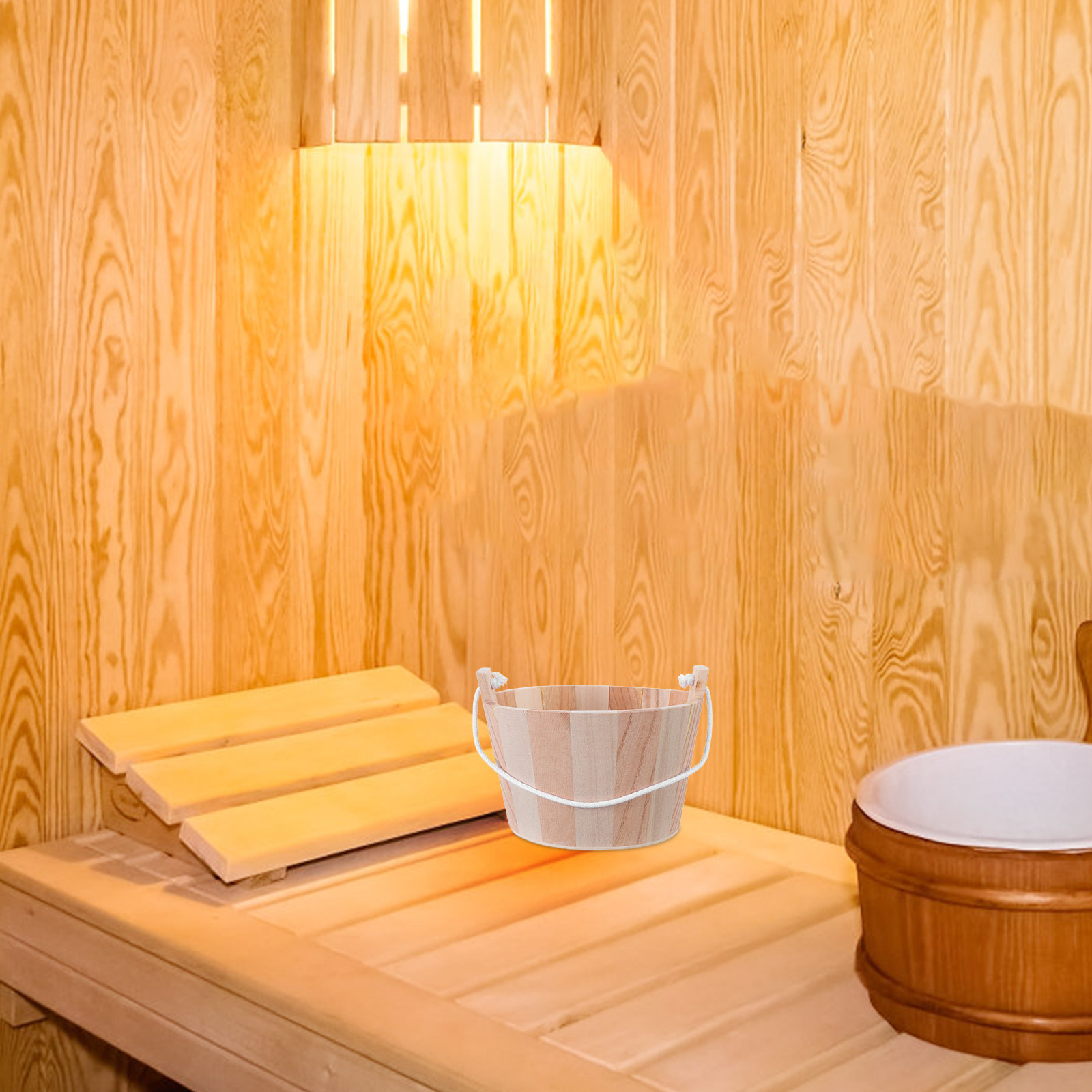 Home Bathroom With Sauna - Premium Natural Wood Sauna Bucket Handmade