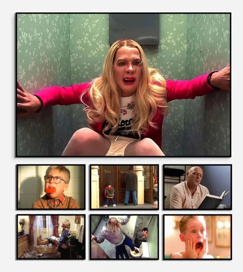 Home Movie Bathroom Scene - Movie Scenes Bathroom Funny Art Poster