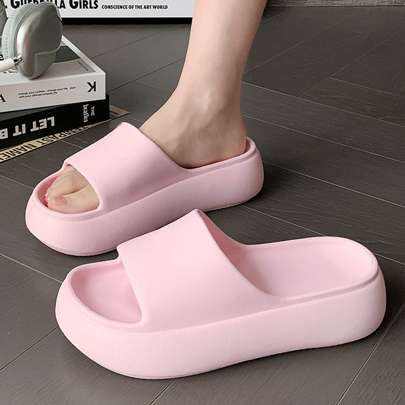 Home Bath - Thick Bottom 6cm Pink Slippers For