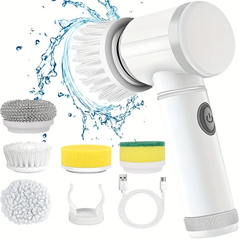 Home Bathroom Cleaning Machine - Cordless electric rotary scrubber with 5