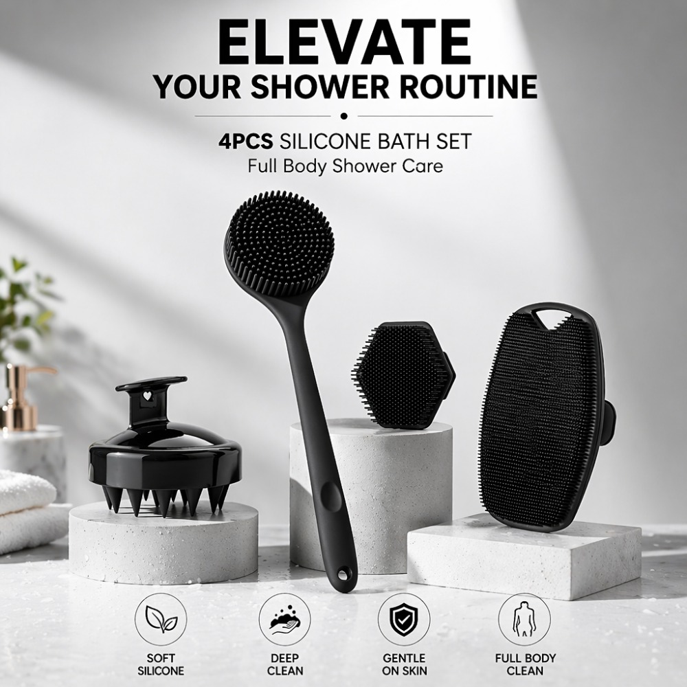 Home Bathroom Cleaning Machine - 4PCS Set Silicone Body Scrubber Soft