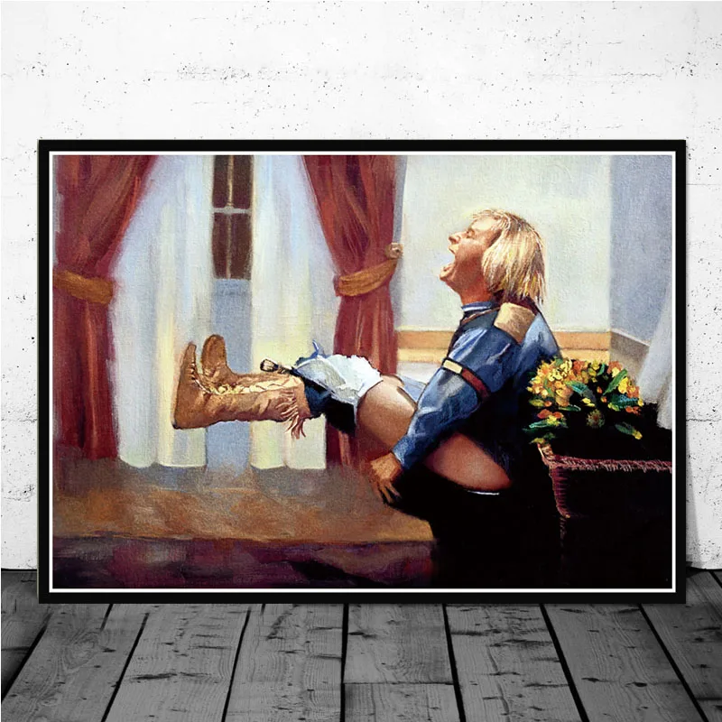 Home Movie Bathroom Scene - Funny Canvas Oil Painting Dumb and