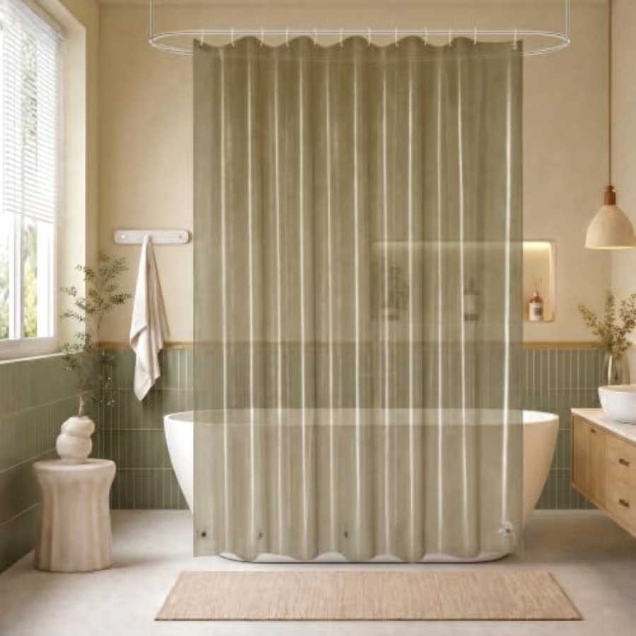 Shower Curtain Liner - Waterproof Brown Plastic Shower Curtain with