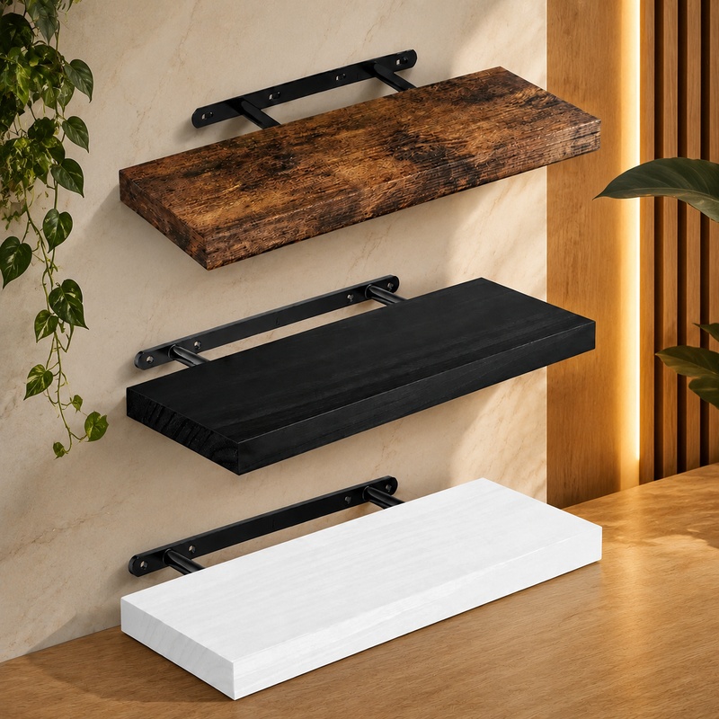 Home Bathroom Shelf - Durable Floating Wall Shelf with Concealed