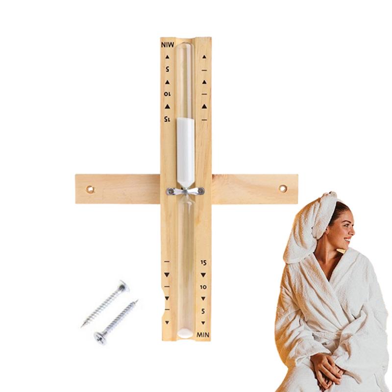 Home Bathroom With Sauna - Wood Wall-mounted 15 Minutes Sauna Hourglass