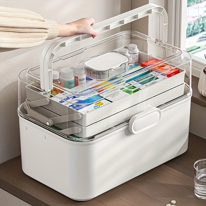 Home Bathroom Cabinets - Large Capacity Clear Lid Medicine Storage