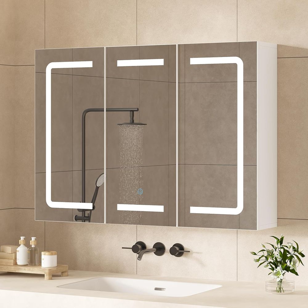 Home Bathroom Cabinets - Medicine Cabinet Organizer with Mirror, Lighted