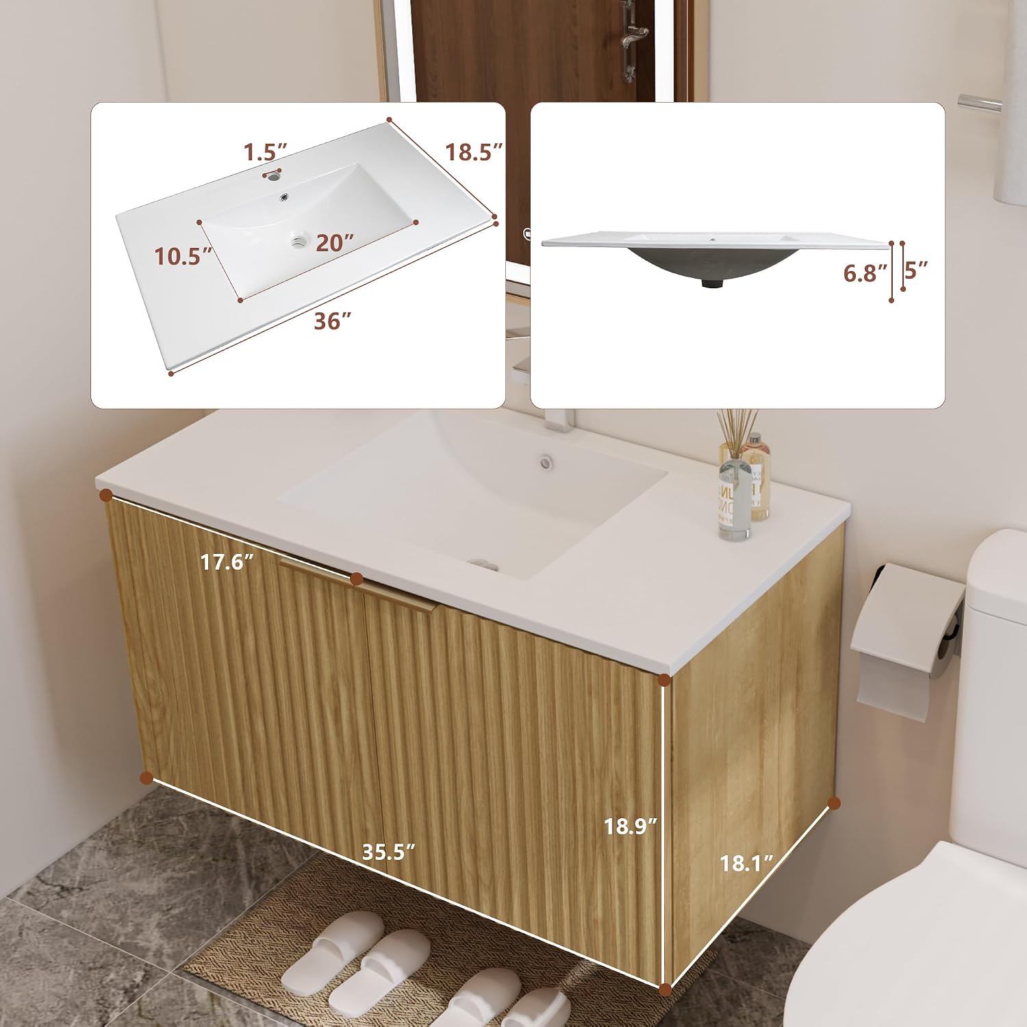 Modern Floating Bathroom Vanit - Home Bathroom Cabinets review and price