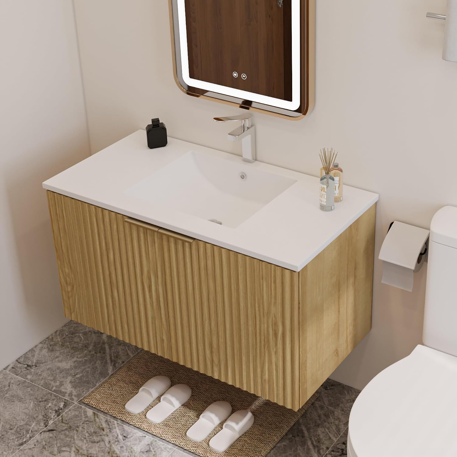 Modern Floating Bathroom Vanit - Home Bathroom Cabinets review and price