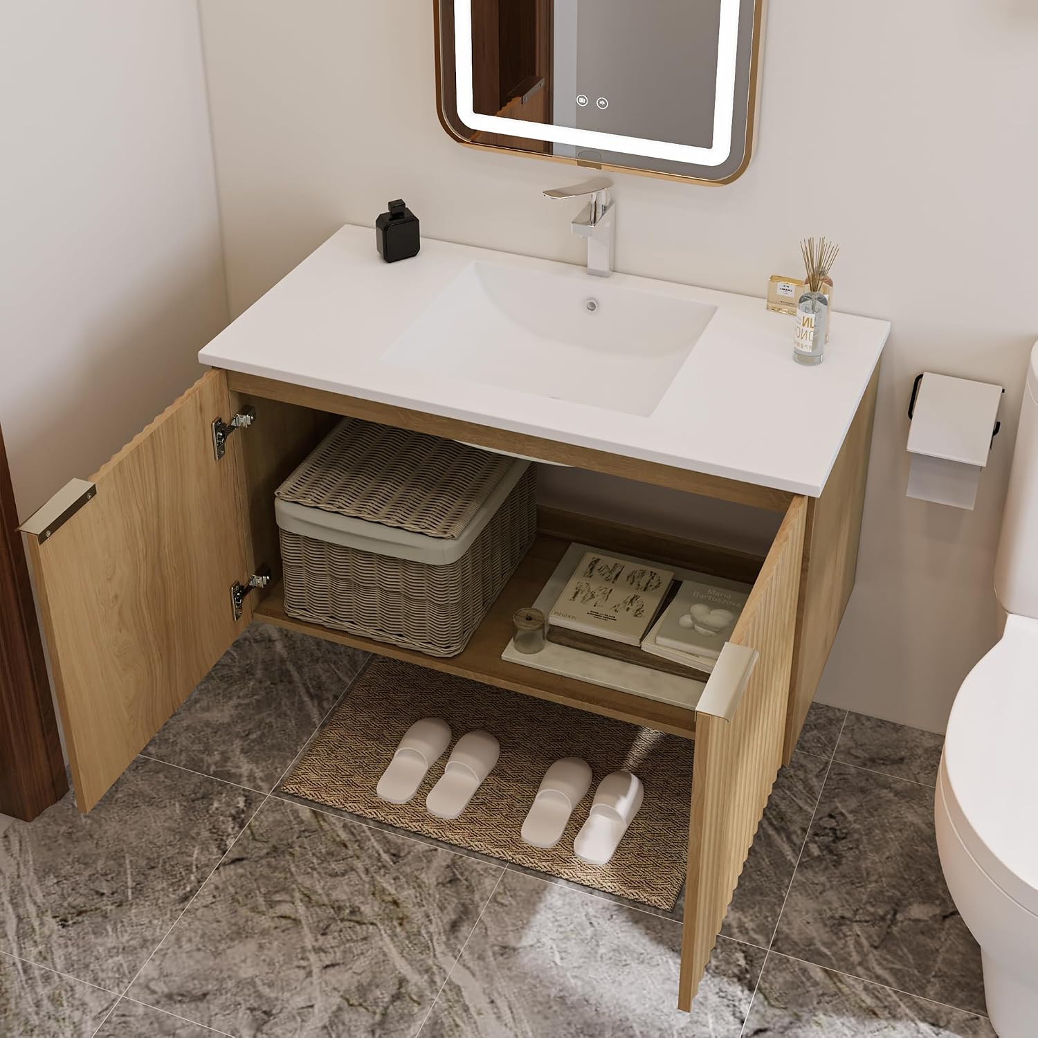 Modern Floating Bathroom Vanit - Home Bathroom Cabinets review and price