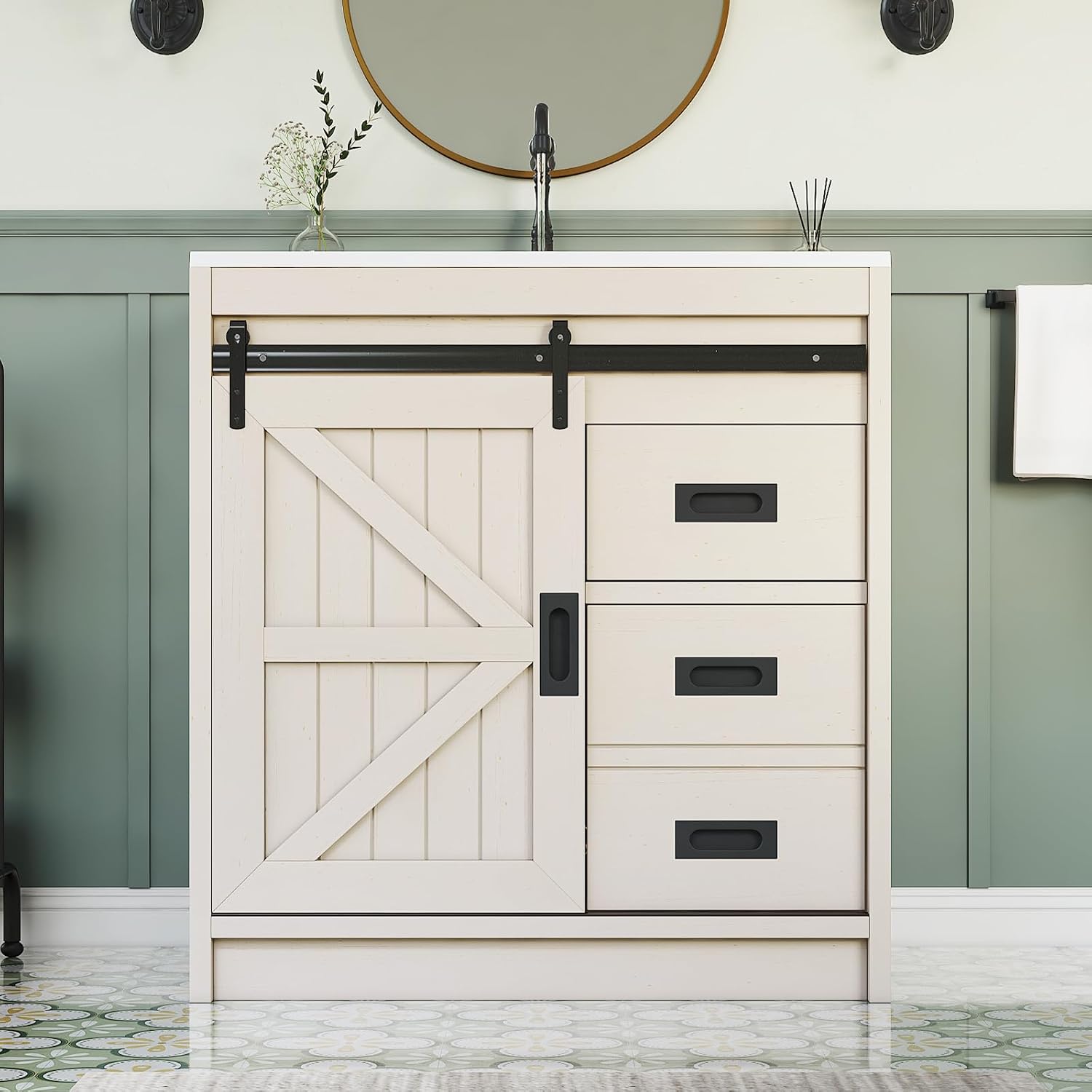 Large Farmhouse Bathroom Vanit - Home Bathroom Cabinets review and price