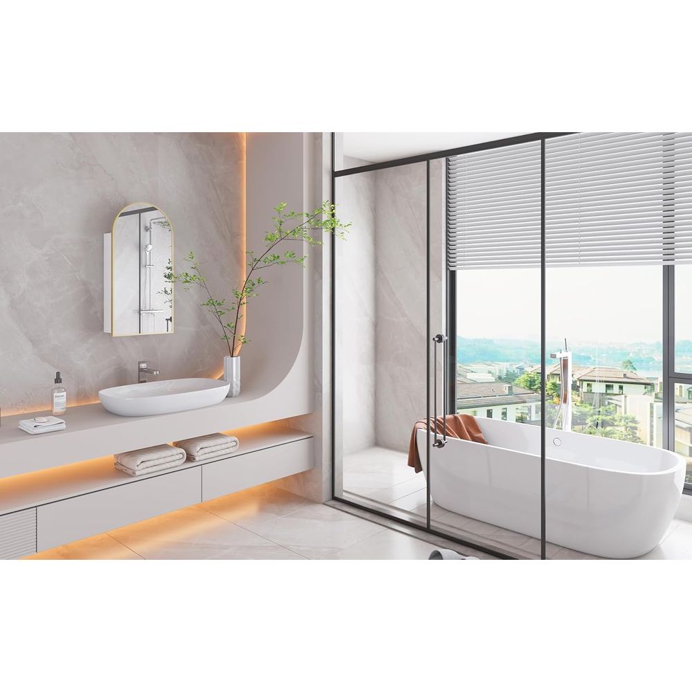 Luxurious Arched Gold Bathroom - Home Bathroom Cabinets review and price