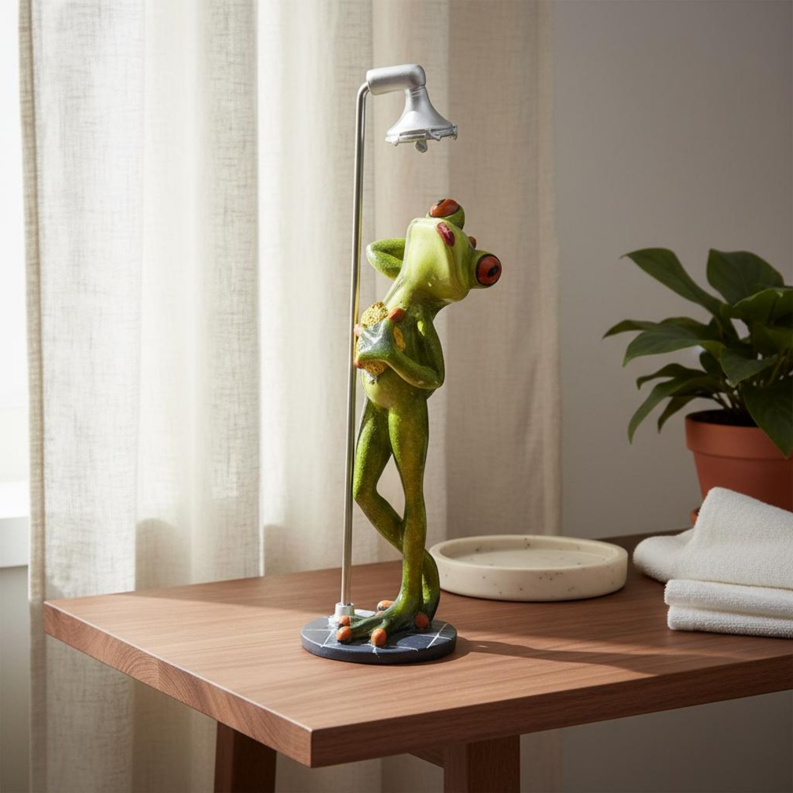 Showering Frog Figurine Great  - Home Bath review and price