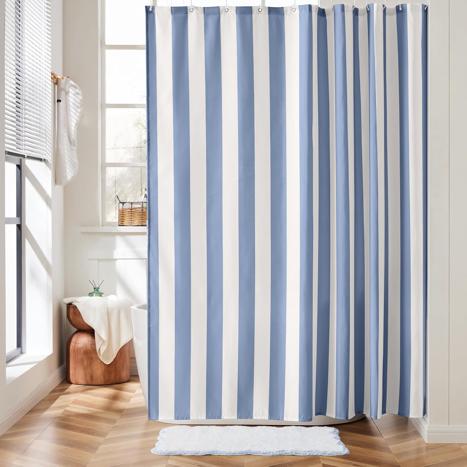 Modern Blue White Striped Show - Shower Curtain Liner review and price